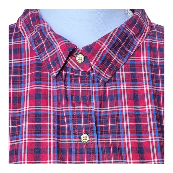 Gap Women's Boyfriend Fit Button Down, Long Sleeve Plaid, Coupe, Size L - Picture 4 of 11